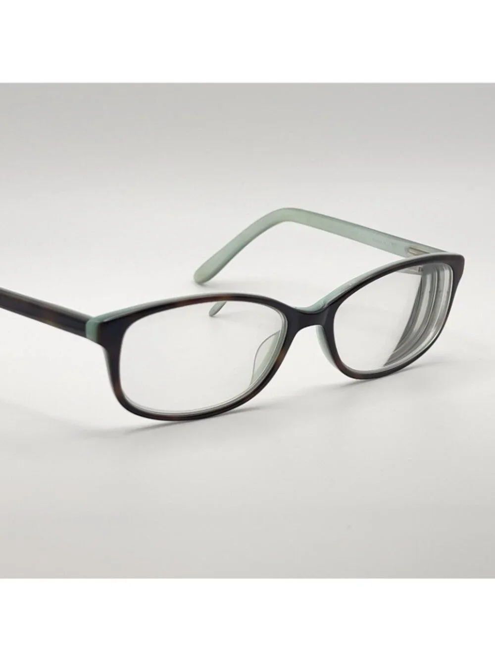Bulova IXTAPA Havana Mint Eyeglass Frame Oval Blue Brown Full Rim 53-16-140 Case